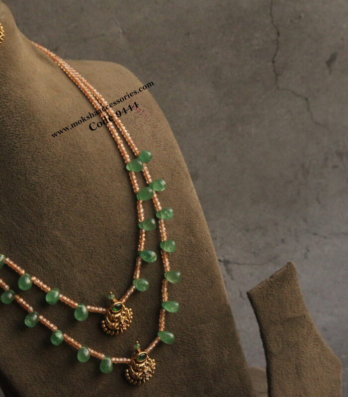 Real strawbery drops and real cz beads with nakshi pendants and earrings