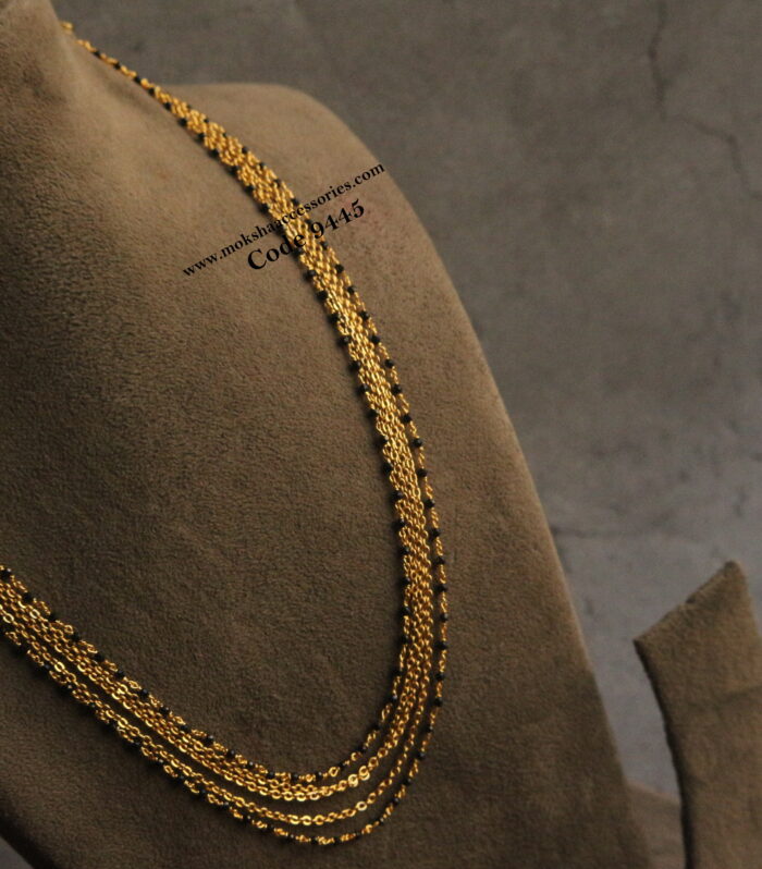 Black beads and chandraharam gold chain