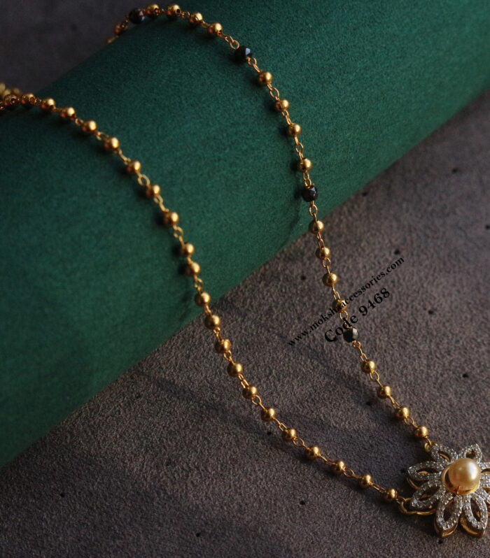 CZ pendant with gold balls chain