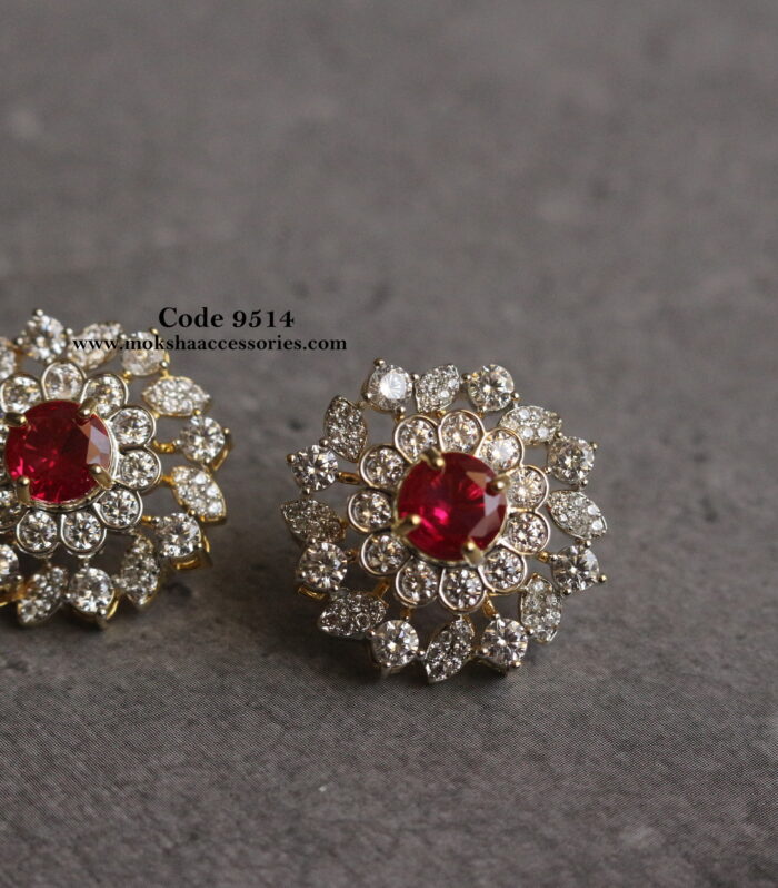 GJ ruby stone studs with push button