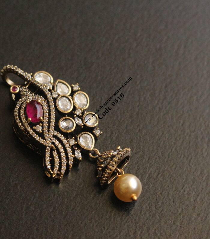 CZ mozonite ruby stone pendant