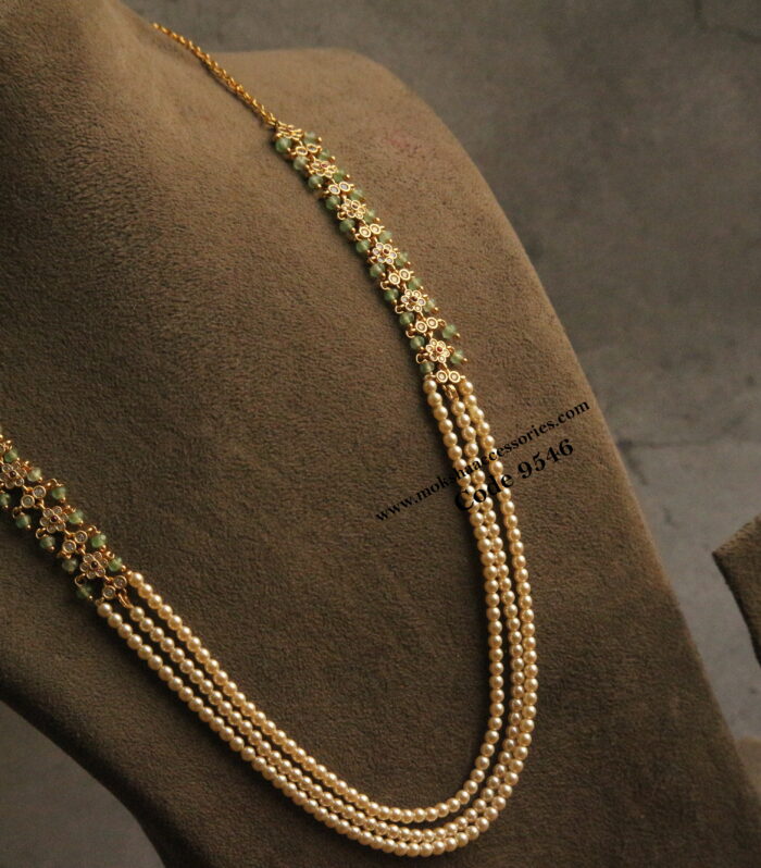 Pearl mala with cz pendants