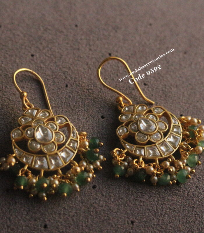 Jadaukundan chandbali earrings