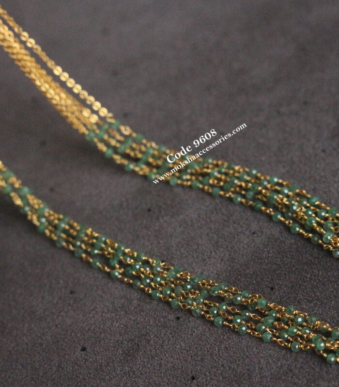 Reak crush cz beads with gold chain