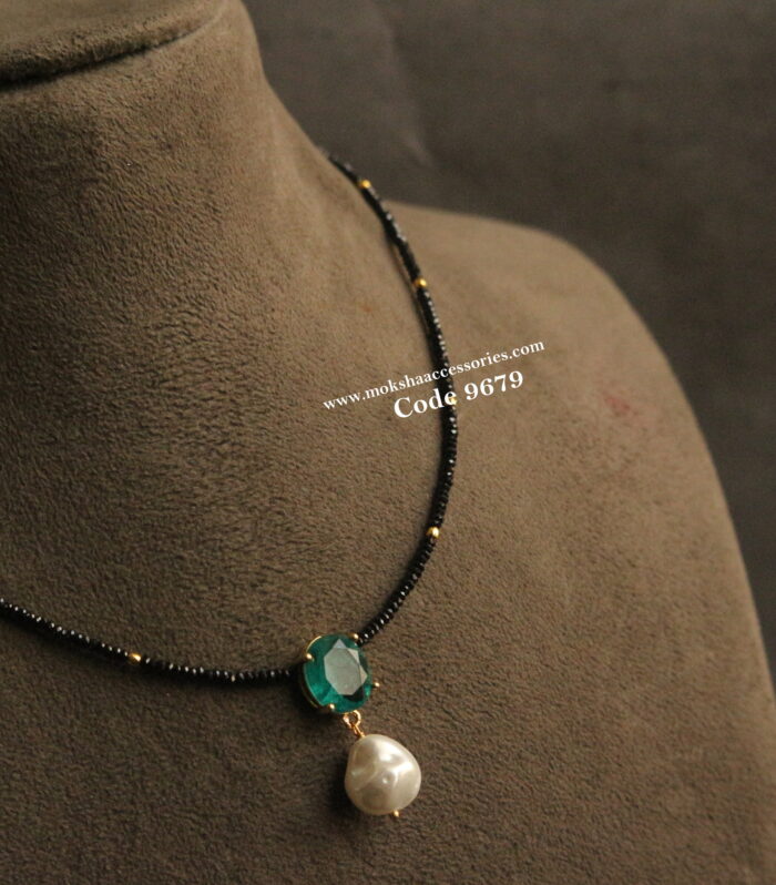 Real black diamonds with cz pendant and fresh pearl drop