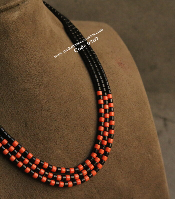 Coral and black onyx beads