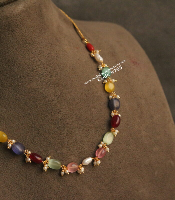Multicolor beads with gold chain