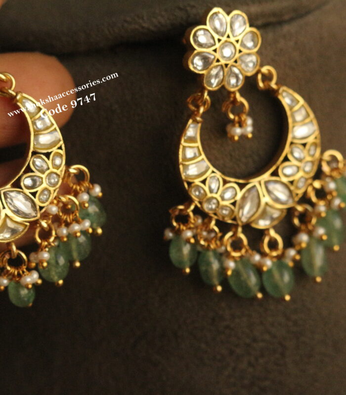 Jadaukundan chandbali earrings