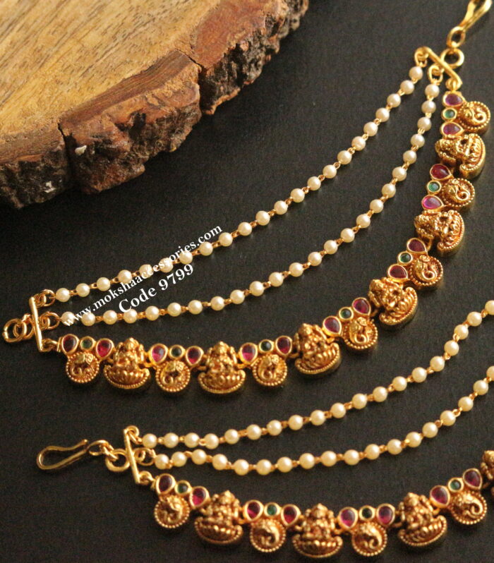 Nakshi lakshmi devi and pearl ear chains