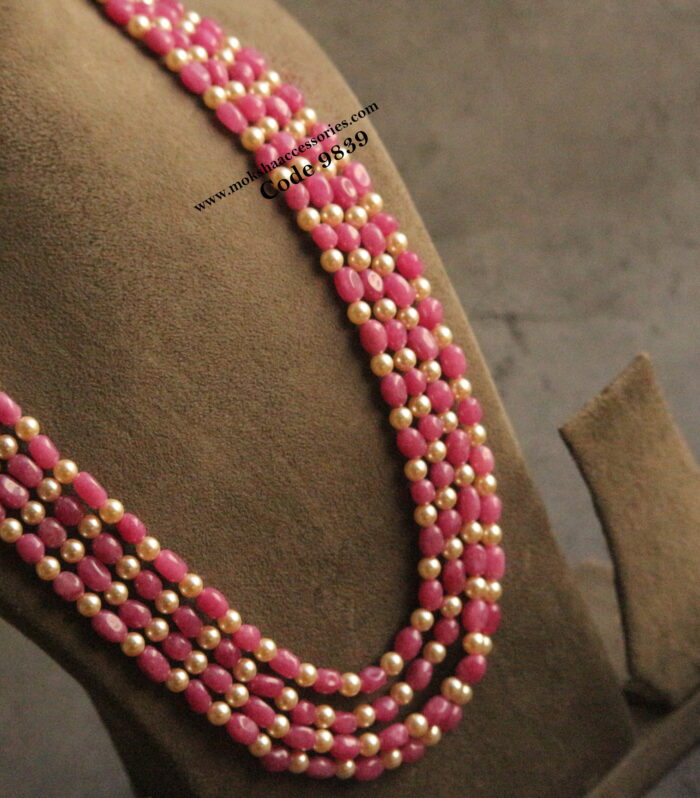 Agates and sarvoski pearl mala