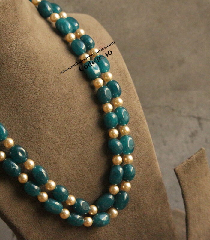 Agates and sarvoski pearl mala