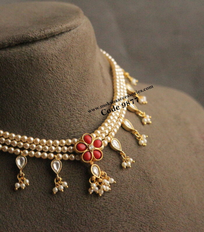 Jadaukundan pendant with real cz beads