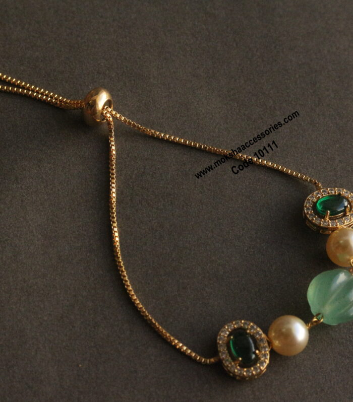 CZ bracelet with pumpkin and pearl adjustable bracelet