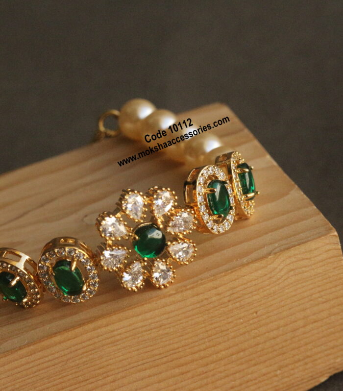 CZ bracelet with sarvoski pearl adjustable bracelet