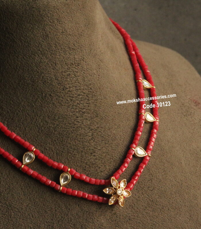Jadaukundan pendants with cz black square beads