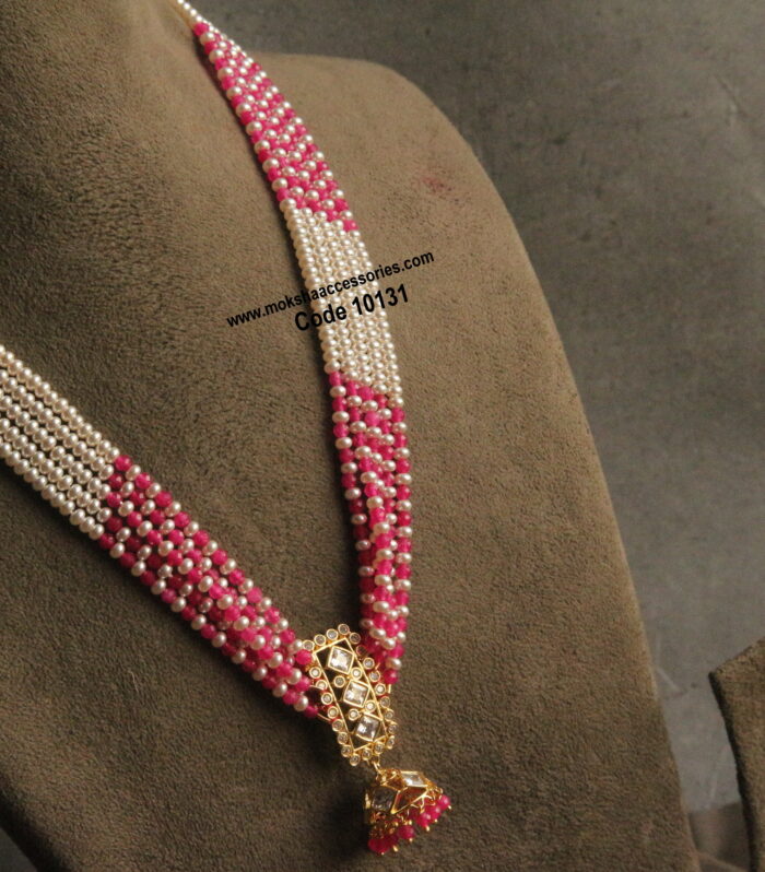 Polki pendant with shell pearls and cz beads