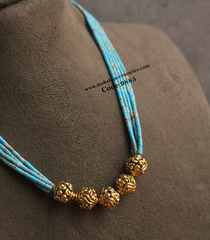 Nakshi gold balls with pipe beads