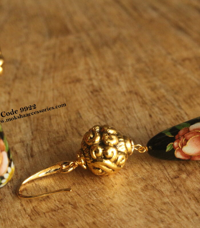 Glass drops with nakshi ball earrings