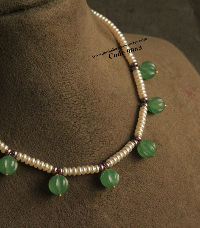 Shell pearls with pumpkin beads