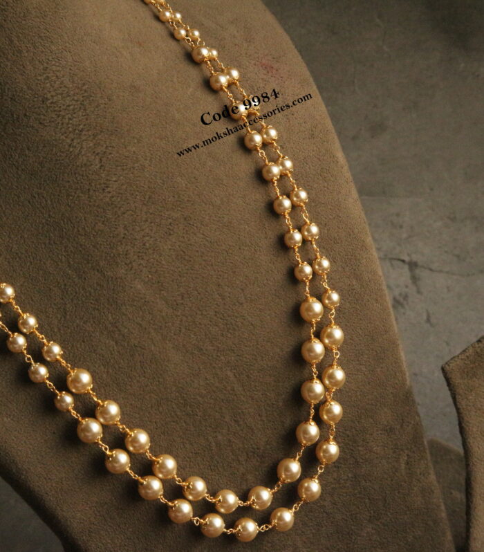 Sarvoski pearl double chain mala