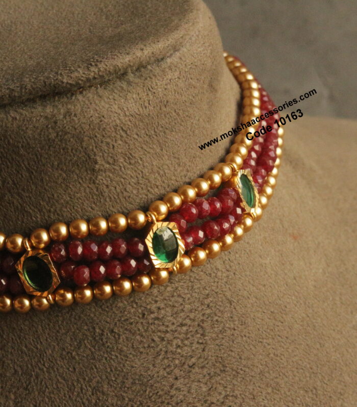 CZ pendants with ruby maroon and gold sarvoski choker