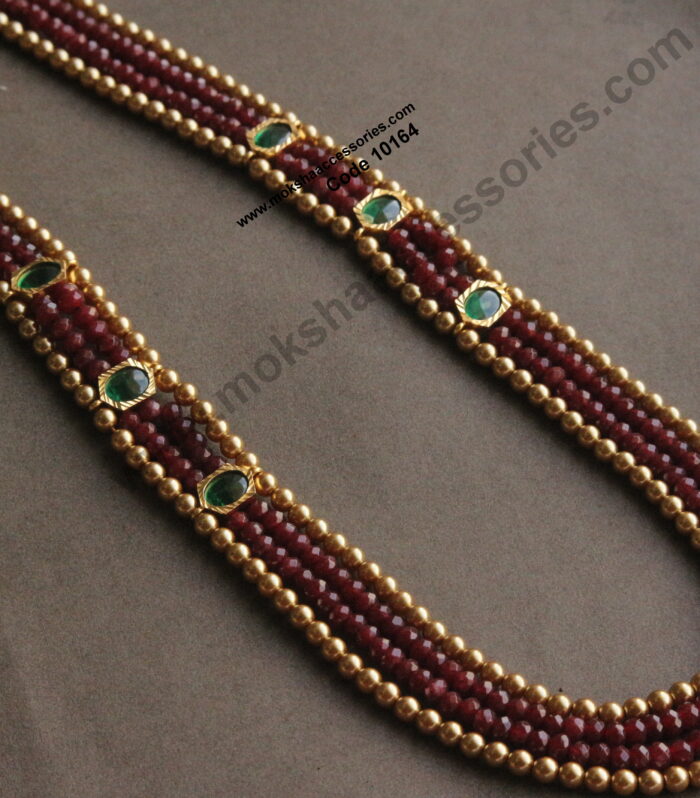 CZ pendants with ruby maroon and gold sarvoski haram