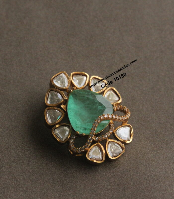 CZ and mozonite stone pendant with back hook