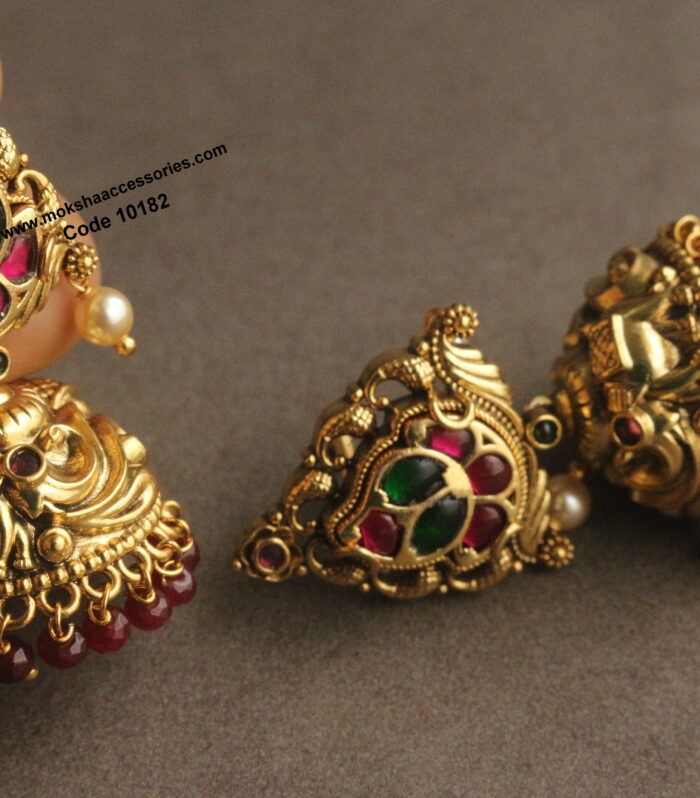 Nakshi jhumki with ruby drops