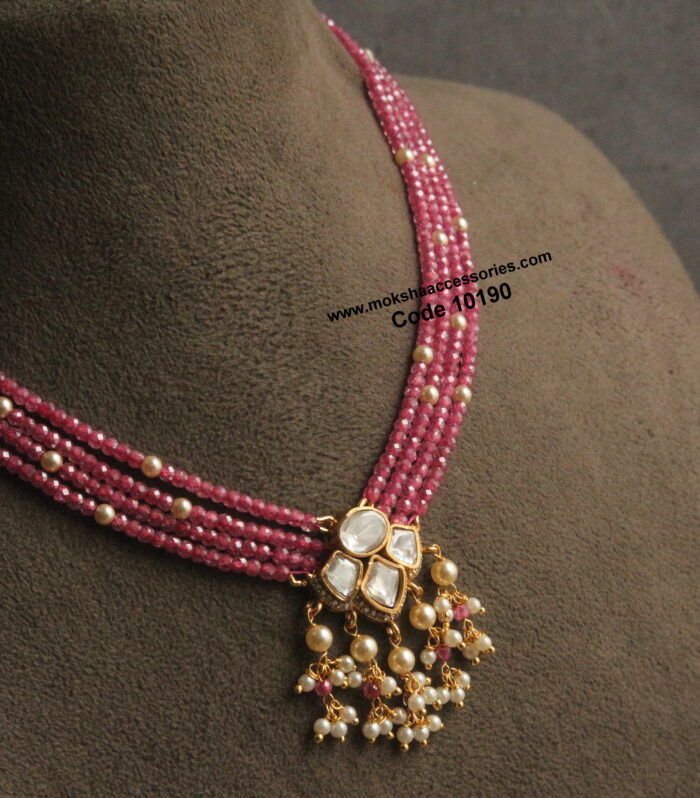 Mozonite stone pendant with real cz beads and sarvoski pearls