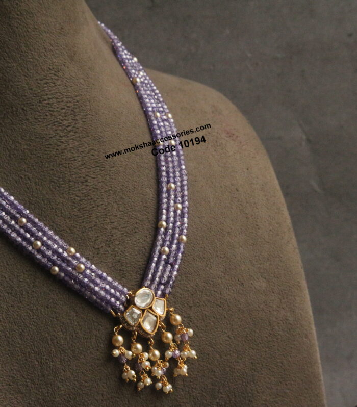 Mozonite stone pendant with real cz beads and sarvoski pearls