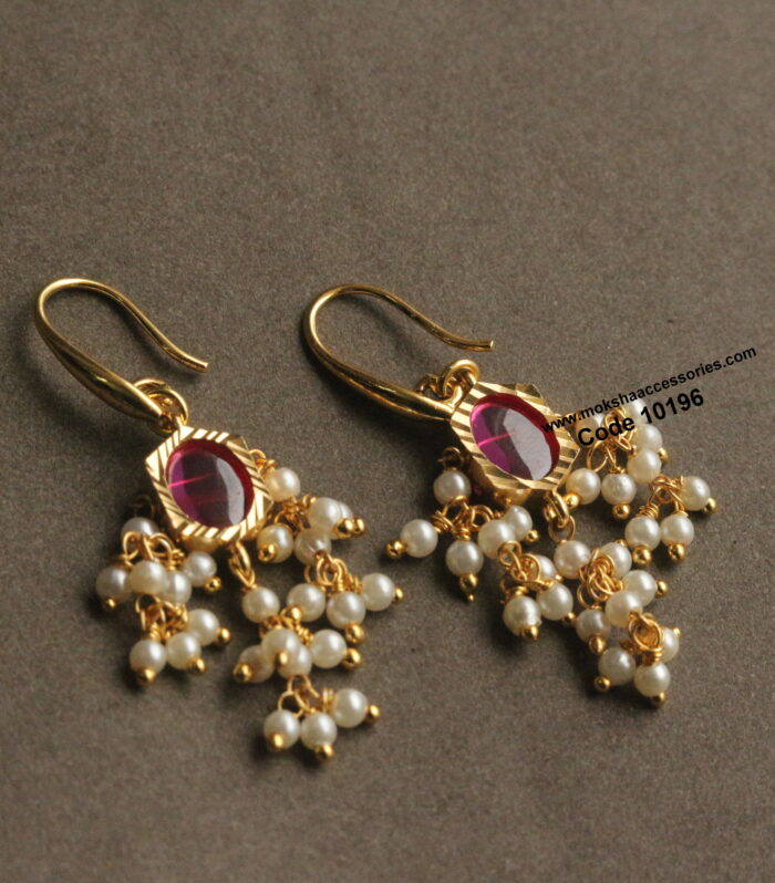CZ earrings with pearl drops