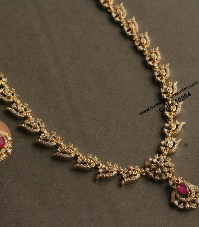 CZ and ruby stone neckset