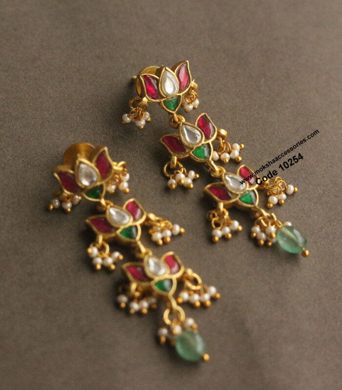 Jadaukundan earrings with back screw