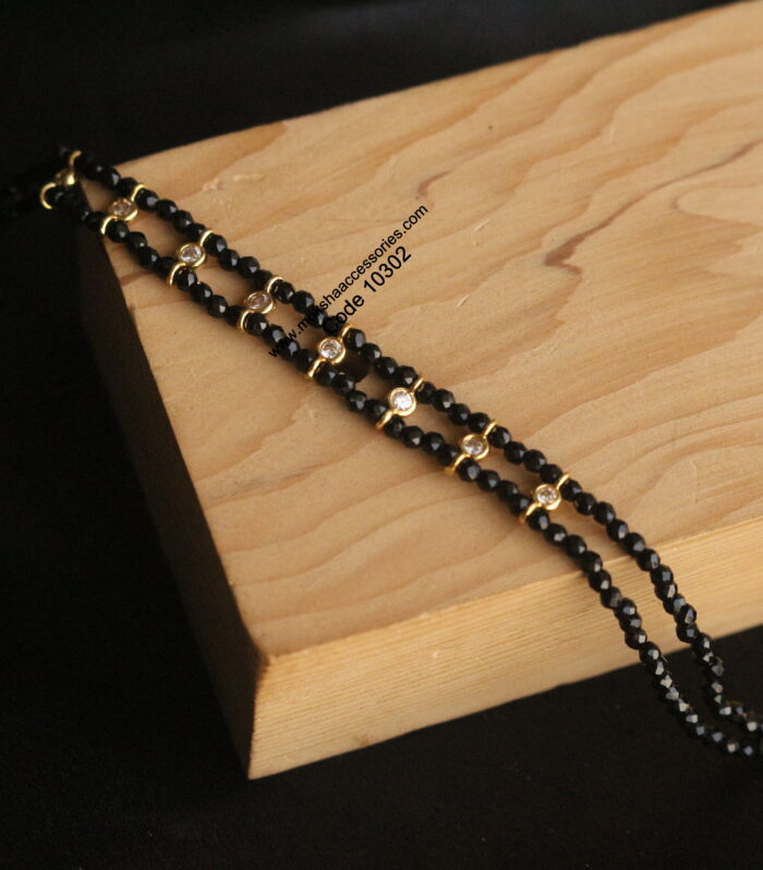 CZ stone pendant with black beads bracelet