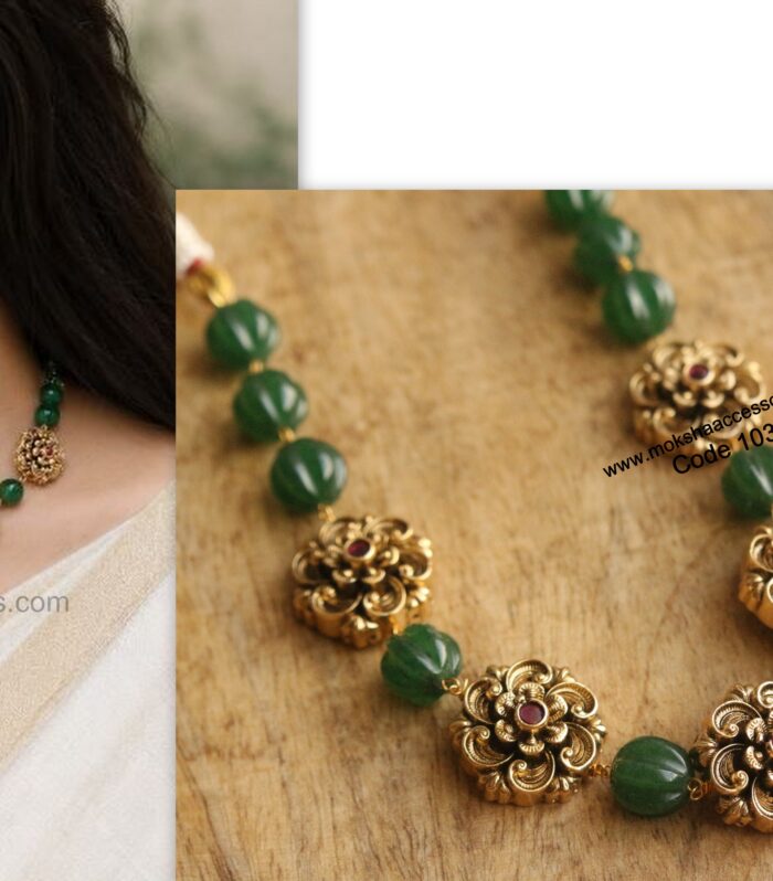 Antique neckset with pumpkin beads
