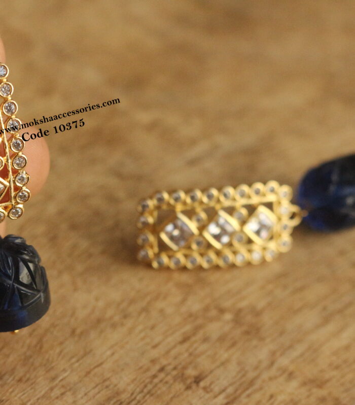 CZ earrings with glass jhumki