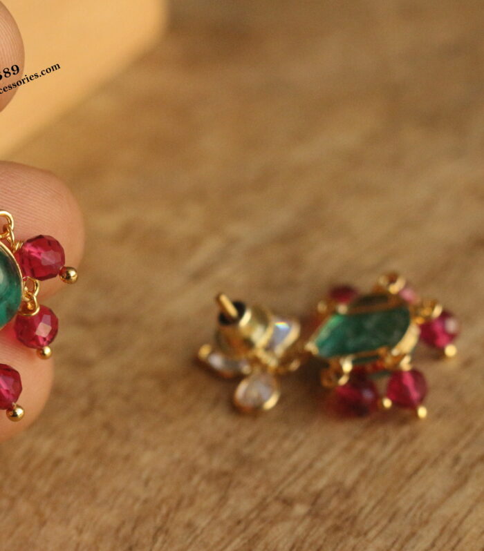 Polki earrings with ruby drops