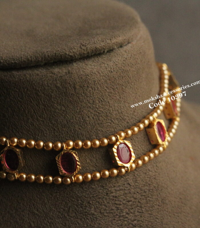 CZ gold sarvoski pearl choker