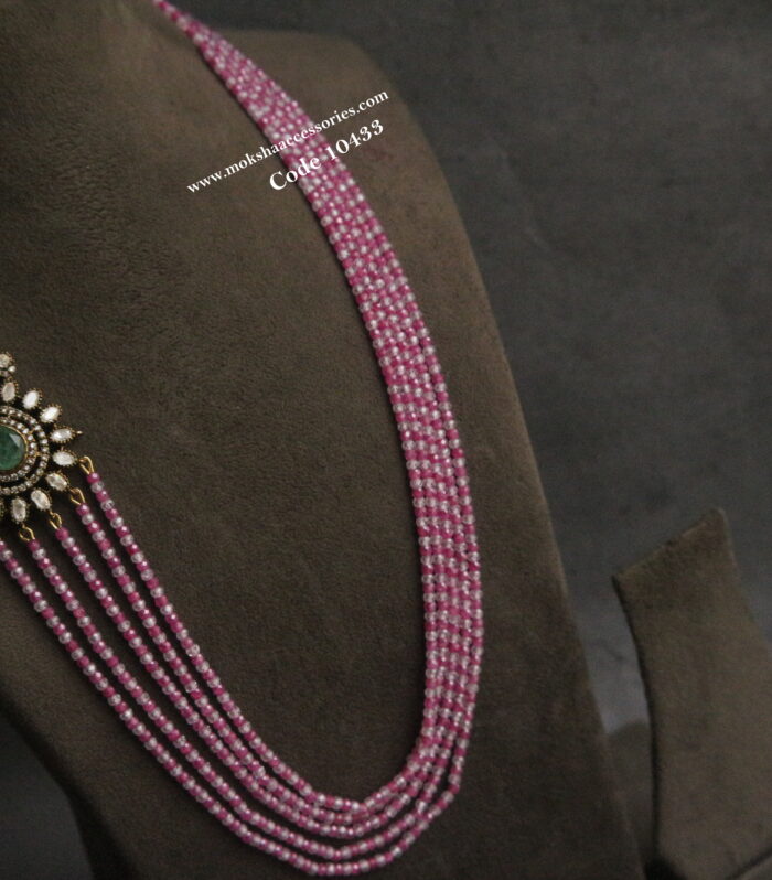 Mozonite stone pendant with real cz beads and pearls