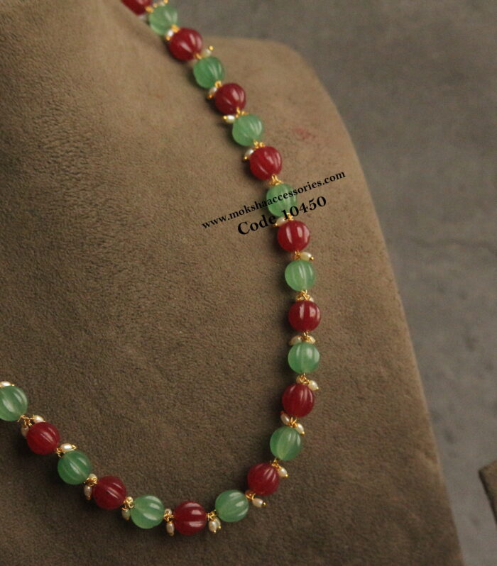 Natural pumpkin and onyz mala with rice pearls