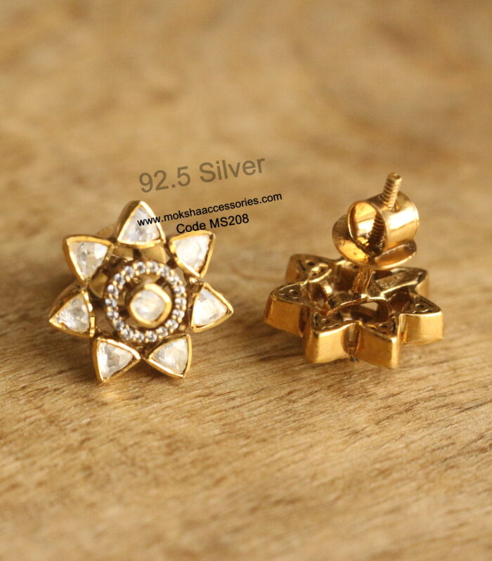 92.5 silver mozonite stone studs (6.6 grams)