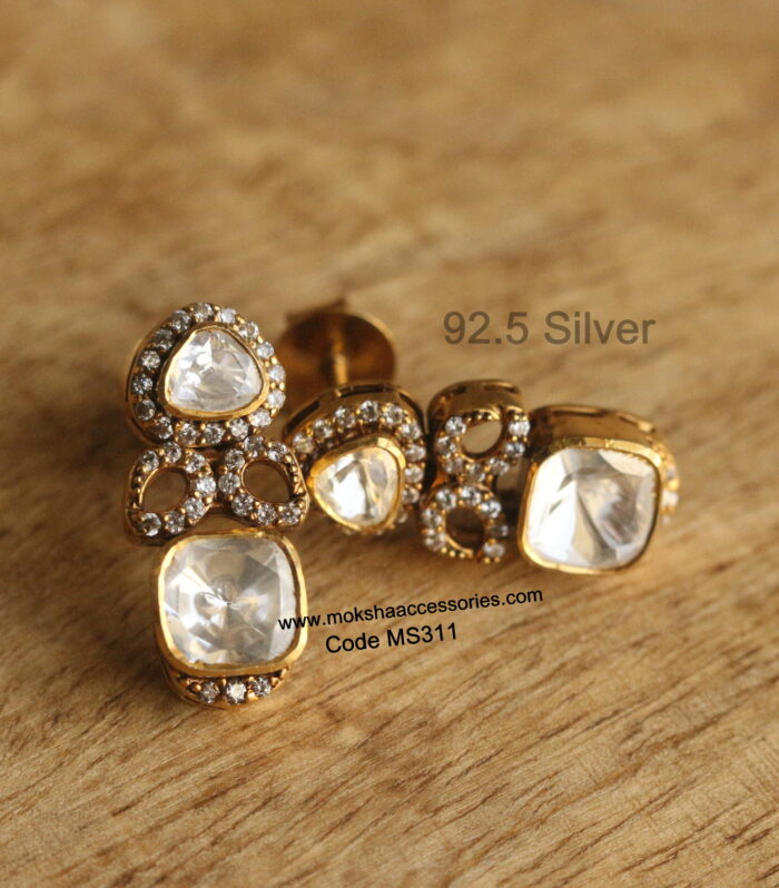 92.5 silver mozonite stone studs (7.9 grams)