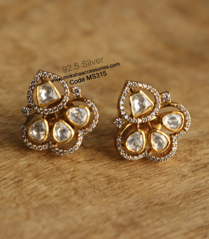 92.5 silver mozonite stone studs (6.60 grams)
