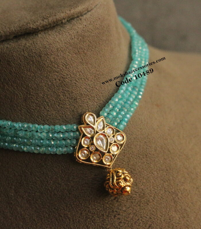 CZ pendant with real cz beads choker