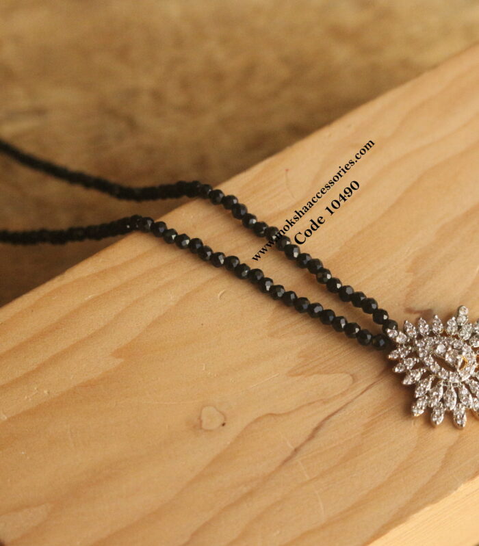 Cz pendant with black beads