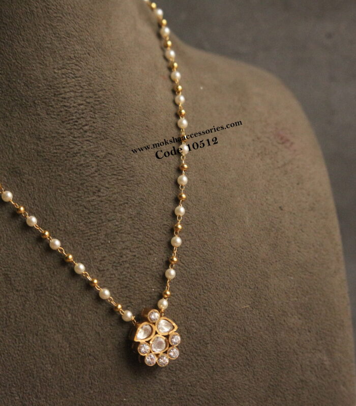 Bird cz pendant set with gold chain and pumpkin beads