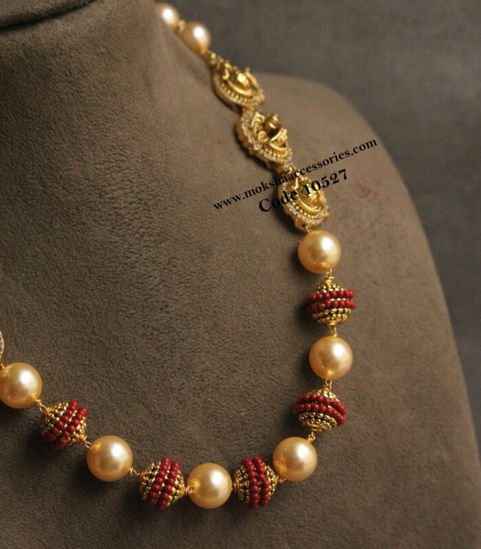 Nakshi necklace with nakshi coral balls and sarvoski pearls