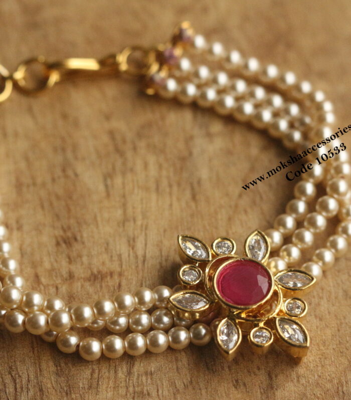 CZ bracelet with sarvoski pearl