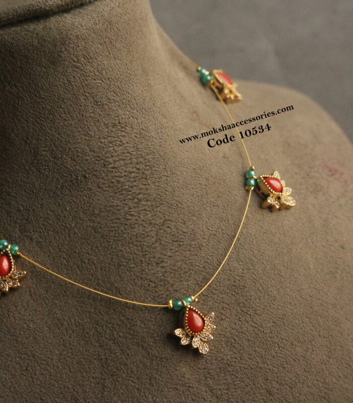 Coral cz pendants with invisible wire