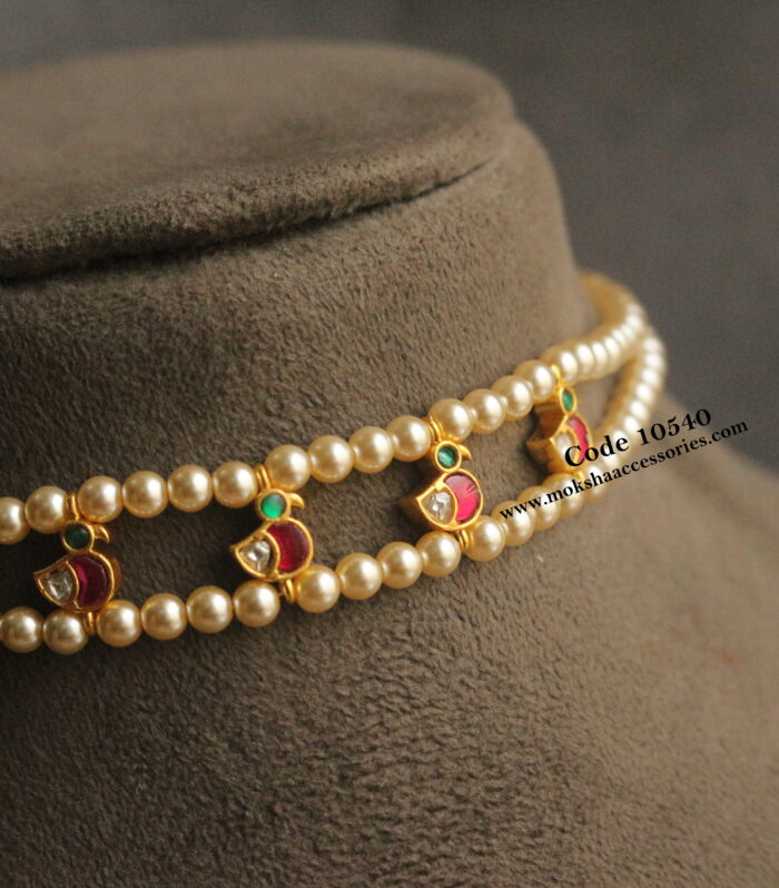 Jadaukundan duck pendants with sarvoski pearl choker